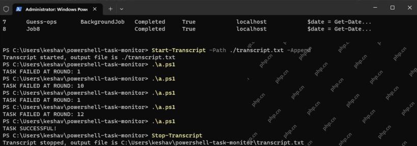 PowerShell 执行命令后使用 Stop-Transcript 停止会话记录