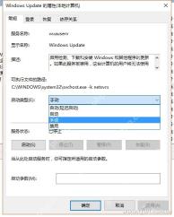 Windows Update 属性页展开启动类型下拉框
