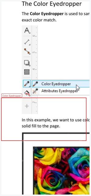 CorelDRAW 工具箱中展开 Color Eyedropper 和 Attributes Eyedropper