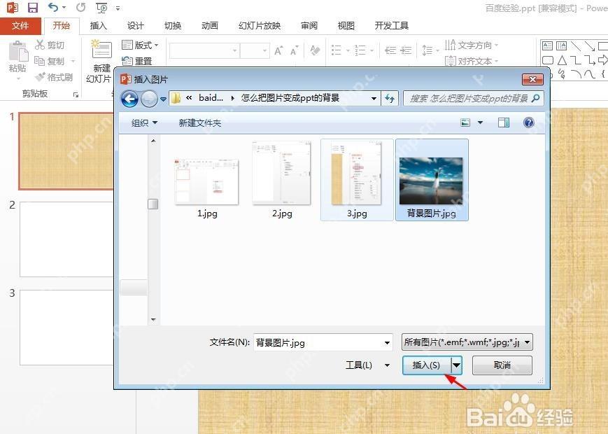 PowerPoint 插入本地图片作为背景