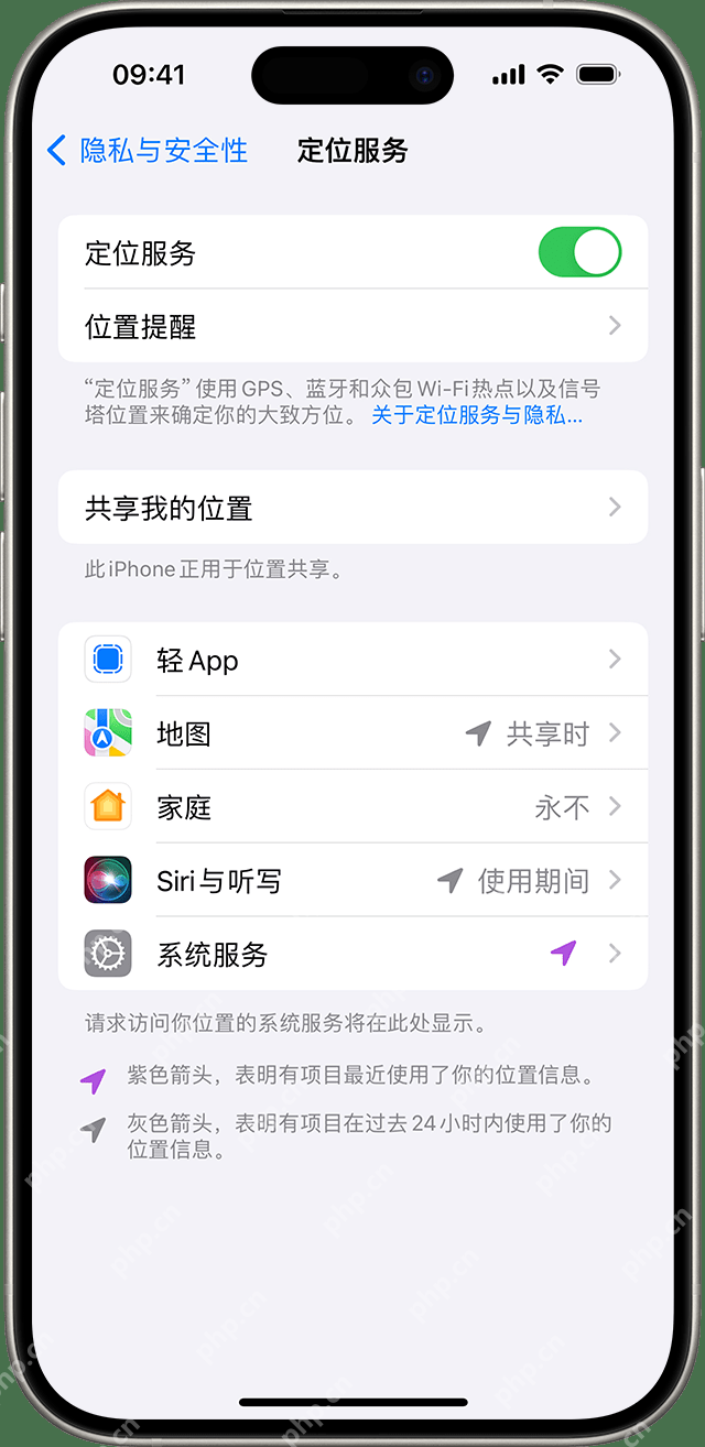 苹果官方定位服务总开关页面_高德地图怎么开启位置定位_高德地图定位权限设置教程 - php中文网