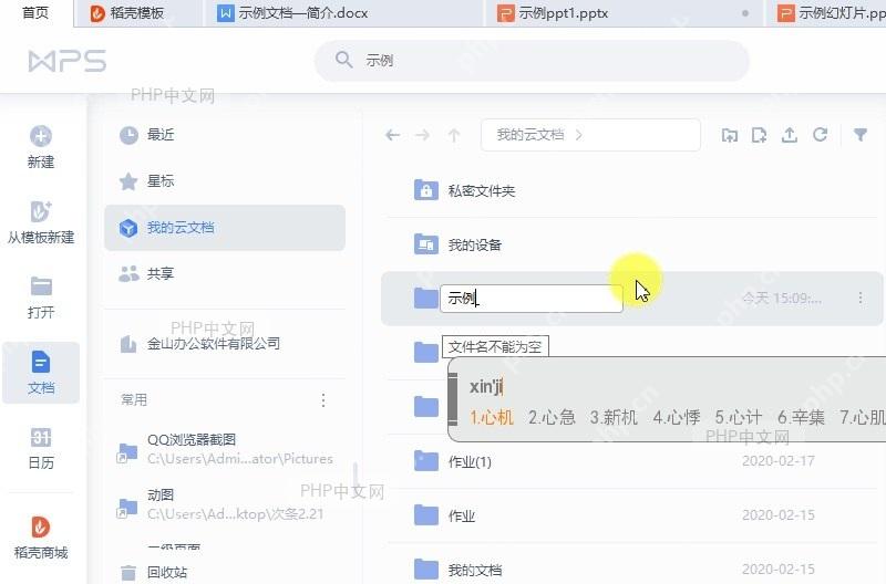 WPS如何在WPS云文档创建新文件夹?结果检查