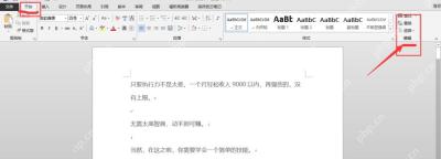 Word开始选项卡里显示编辑标记和替换入口