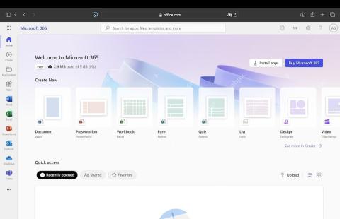 Microsoft 365 网页首页中的 Word 文档创建入口