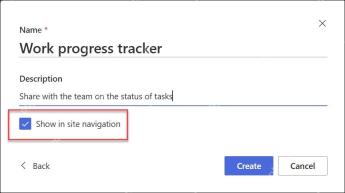 SharePoint 创建列表时填写名称描述并勾选 Show in site navigation