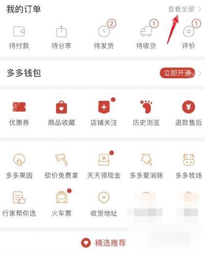 拼多多我的订单里的查看全部入口