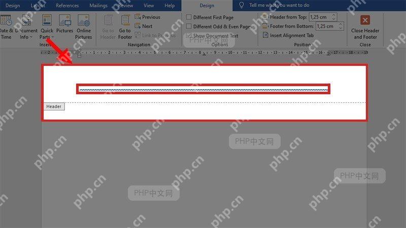 Word 页眉区域横线显示在页面顶部