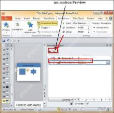PowerPoint 动画窗格中播放按钮和动画条目用于预览触发效果