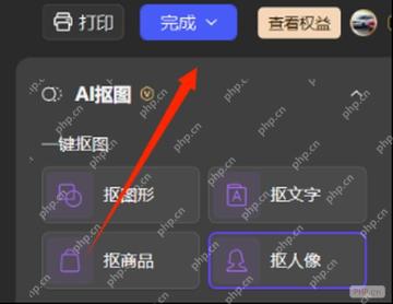 WPS AI 抠图界面右上角完成按钮