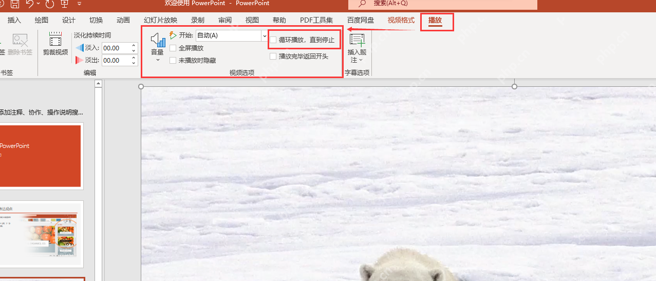 PowerPoint 取消视频循环播放设置