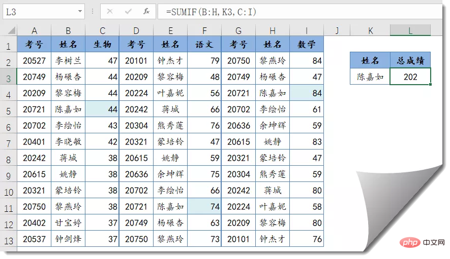 Summary of typical usage of Excel SUMIF function