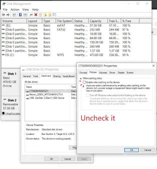 Win10 移动硬盘策略页显示快速删除和更好的性能选项