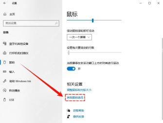 Win10 鼠标设置页中进入其他鼠标选项