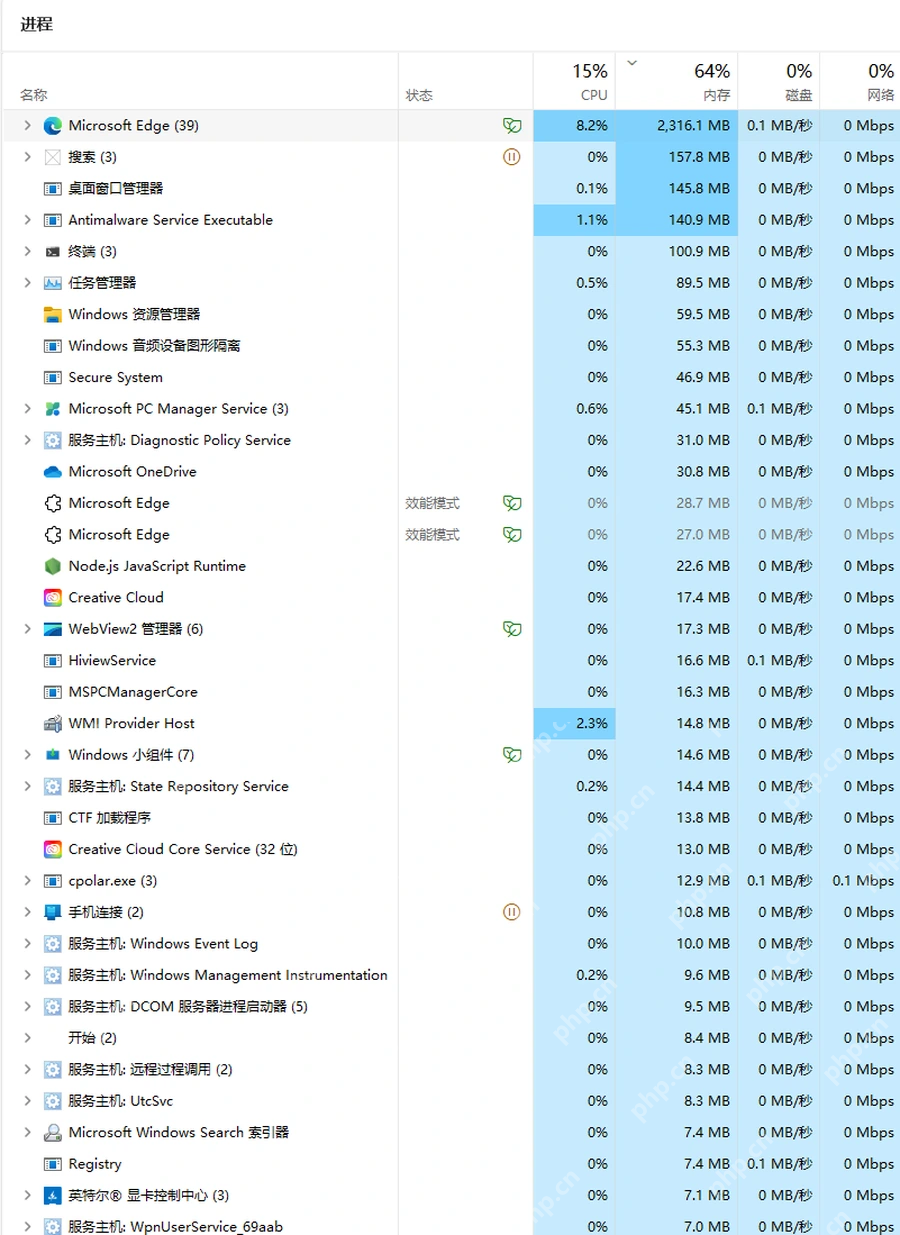 Win11 任务管理器进程页查看后台程序