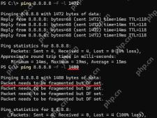 Windows 11 从 1472 字节负载开始测试的真实界面截图