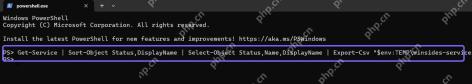 PowerShell 中执行 Get-Service 并用 Export-Csv 导出服务列表