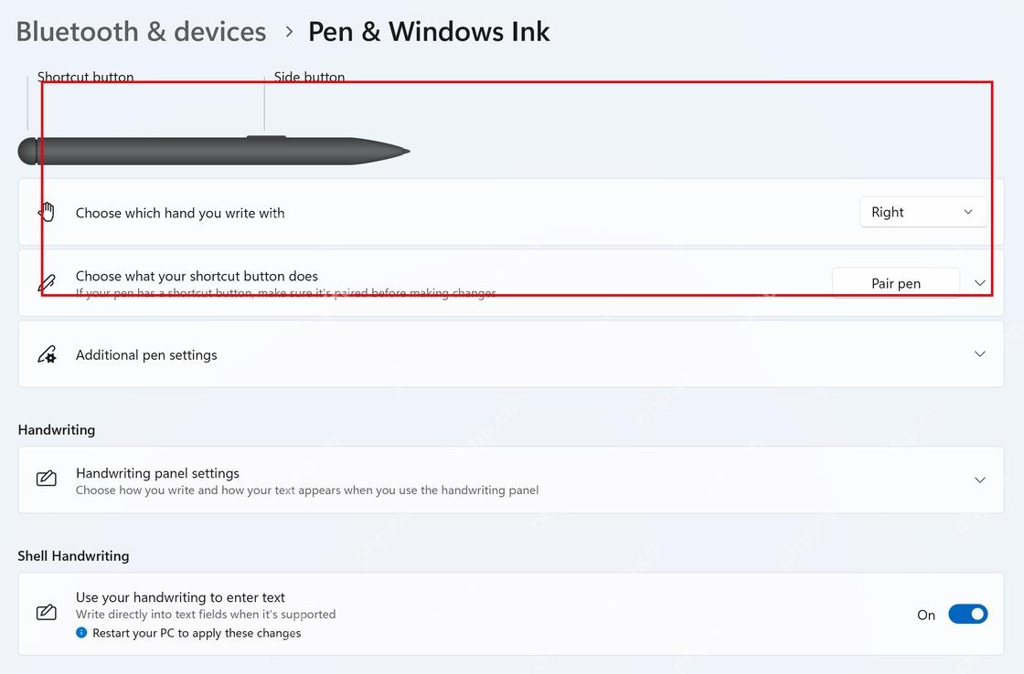 Win11 笔和 Windows Ink 页面进入其他手写笔设置