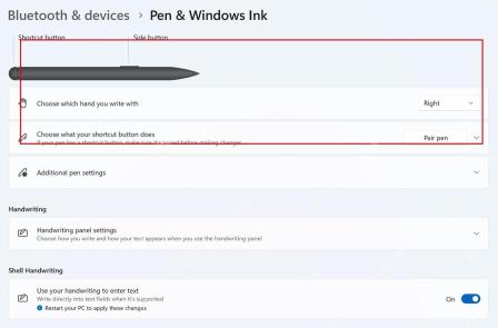 Win11 笔和 Windows Ink 页面进入其他手写笔设置