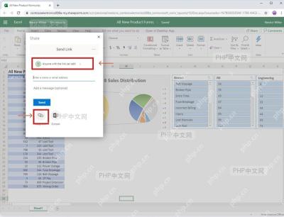 Excel 分享面板中检查链接权限并点击复制链接