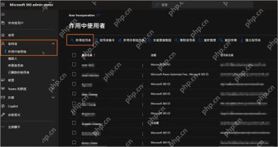Microsoft 365 admin center作用中使用者页面集中查看企业账号