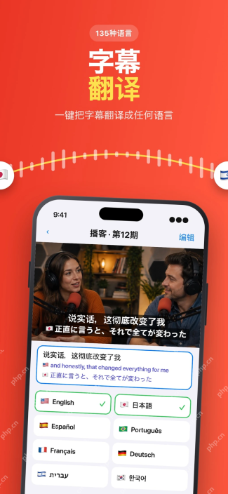 Subtitles AI字幕翻译语言选择界面