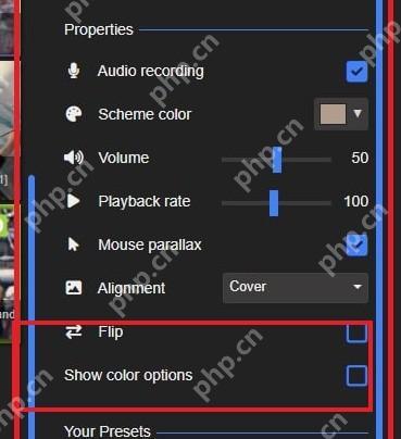Wallpaper Engine Properties 面板高亮 Show color options 颜色选项位置