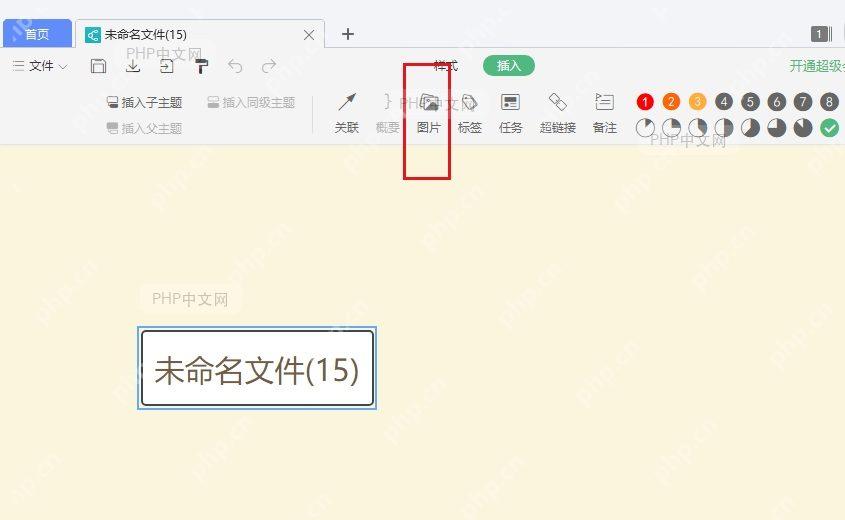 WPS 思维导图插入选项卡中显示图片按钮