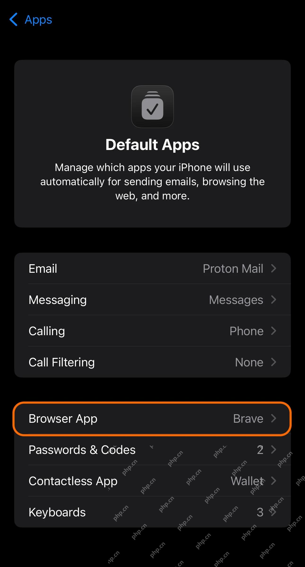 iPhone 默认应用中的浏览器项目