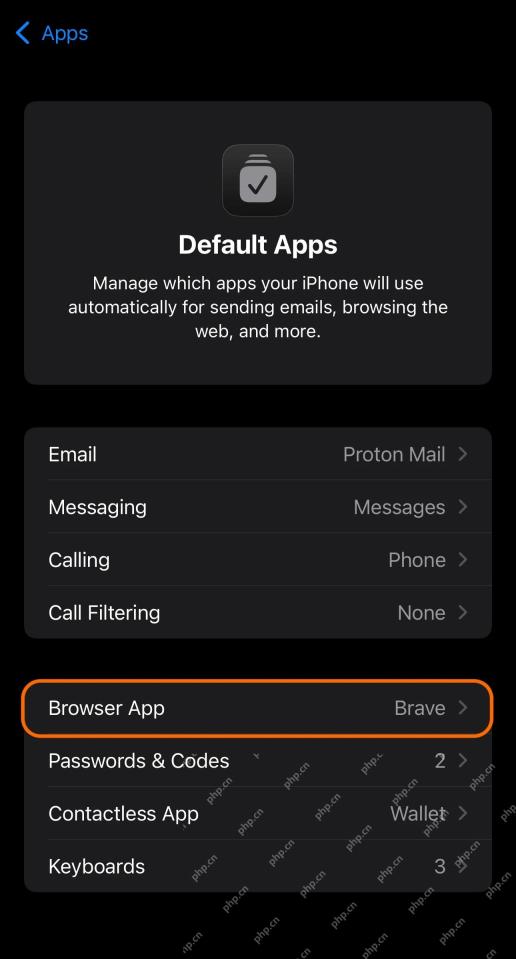 iPhone 默认应用中的浏览器项目