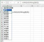 Excel使用UNIQUE函数提取不重复姓名