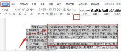 Word 文档中选中正文段落并准备调整文字样式