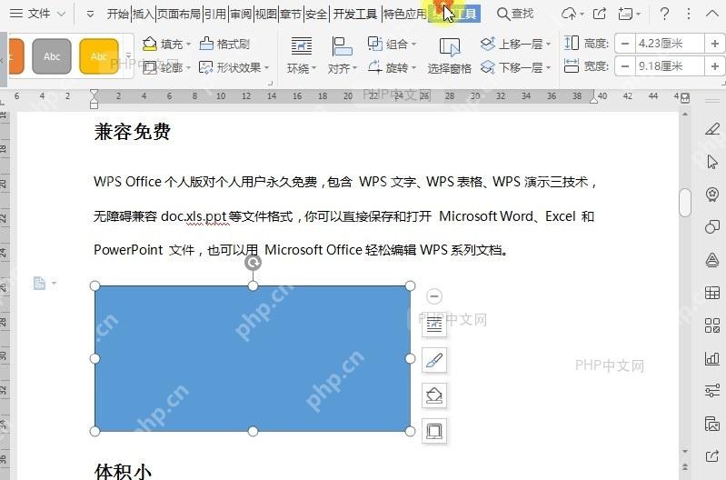 WPS如何调整文档中形状的轮廓颜色？中间操作