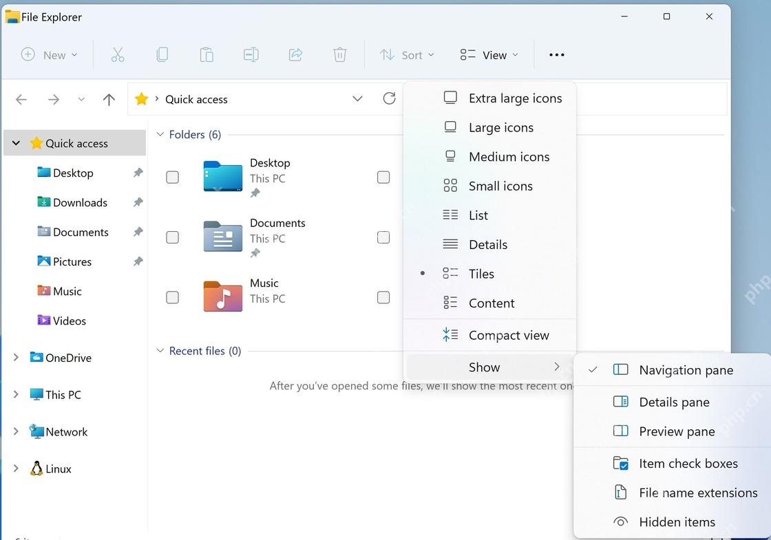 Win11 查看菜单中 Item check boxes 已勾选
