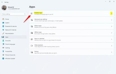 Windows 11已安装的应用页面搜索Microsoft OneDrive,用于卸载前确认目标应用