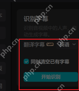 剪映专业版文本里的智能字幕识别入口