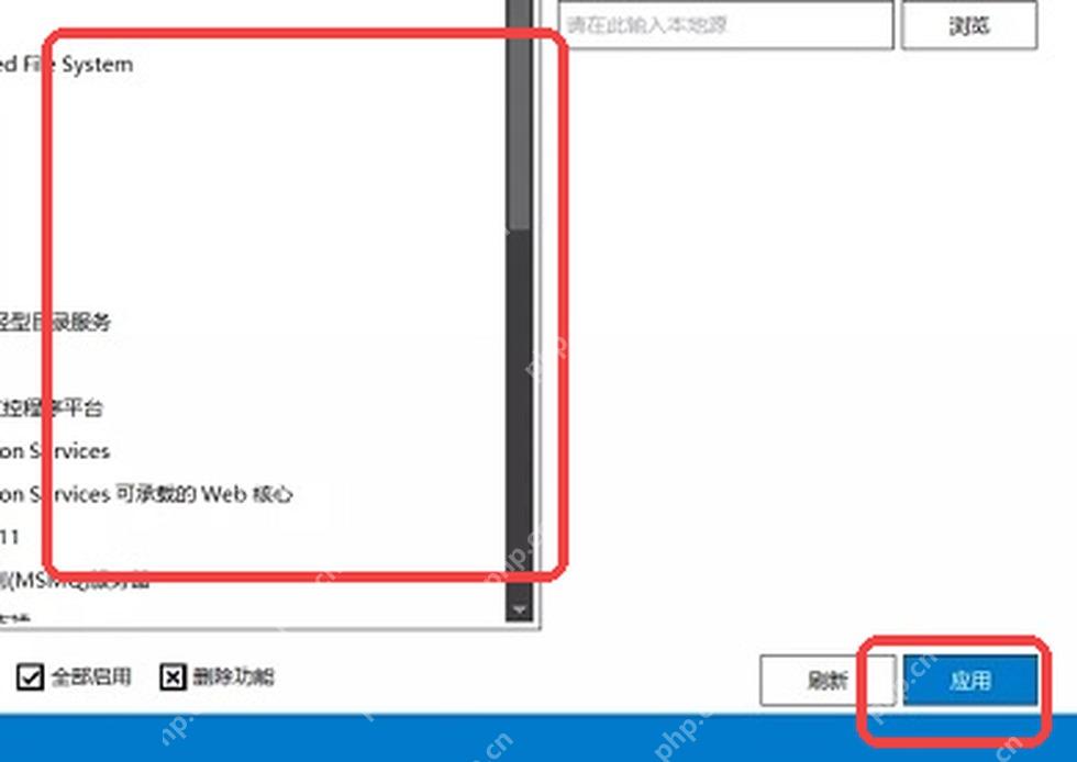 Dism++ Windows 功能组件勾选框和应用按钮