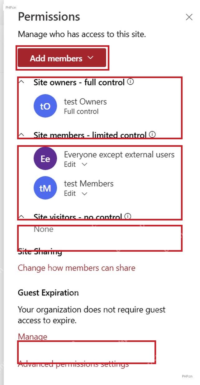 SharePoint 权限面板中区分所有者成员和访问者