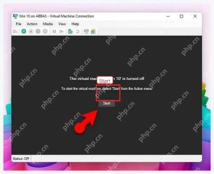 Hyper-V 虚拟机连接窗口中的启动按钮