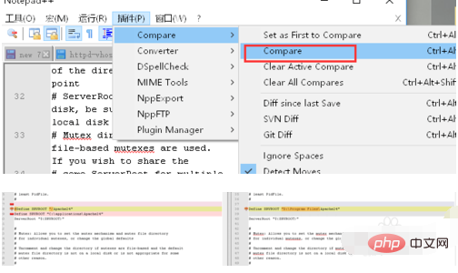 How to compare files on notepad