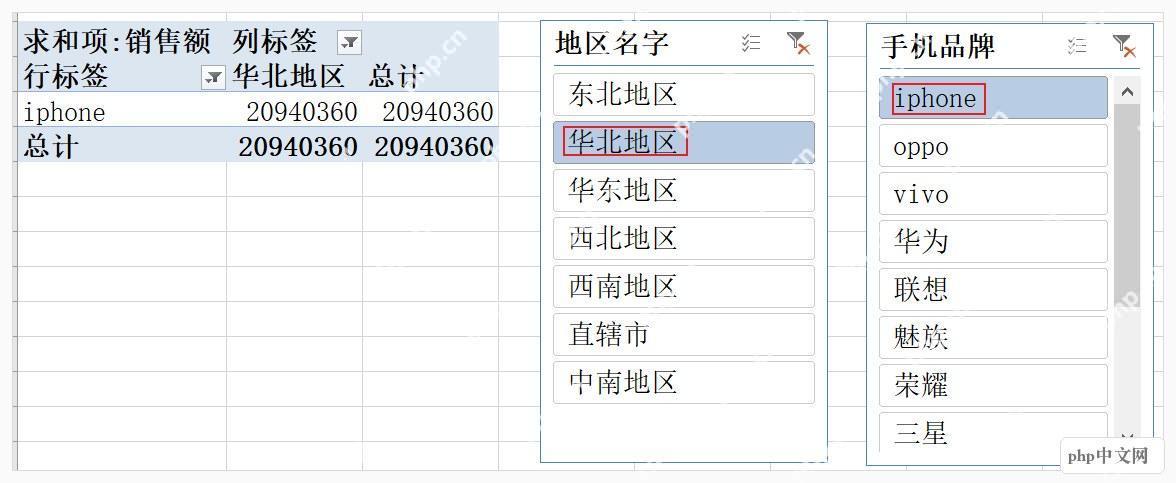 Excel多个切片器联动筛选透视表结果