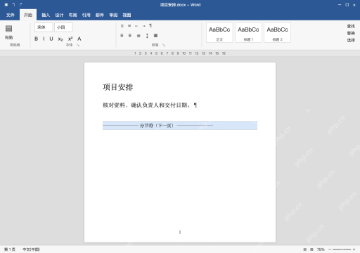 模拟 Microsoft Word 简体中文桌面版完整界面:先撤销,确认分节边界恢复
