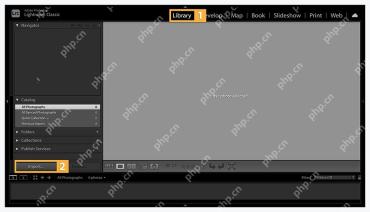 Lightroom Classic Library 模块左下角 Import 导入按钮