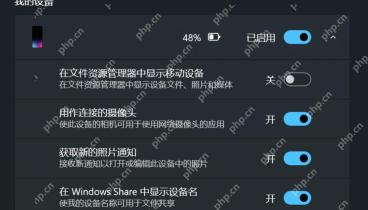 Windows 11 移动设备面板关闭文件照片摄像头共享权限