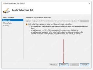 Hyper-V Edit Virtual Hard Disk Wizard 中选择 VHDX 文件路径