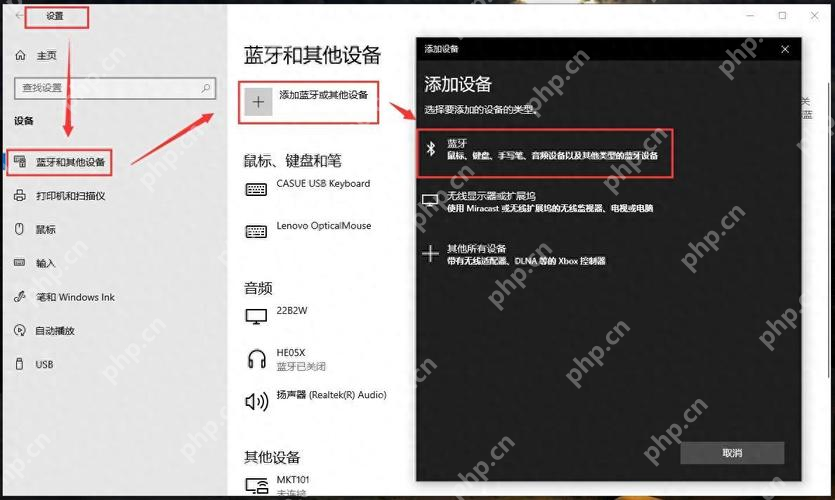 Win10 蓝牙和其他设备页面