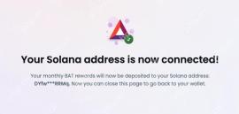 Brave Rewards 显示 Solana 地址连接成功