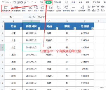 WPS表格怎样用数据透视表实例分析业务数据