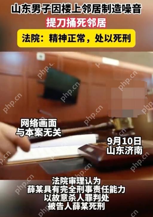 山东男子因楼上噪音捅死邻居被判死刑 法院:精神正常,处以死刑 - php中文网