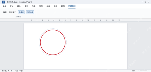 模拟 Word正圆无填充红色轮廓，尚未加入文字