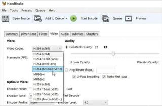 HandBrake Windows 桌面端界面,展示视频设置与本步骤涉及的控件